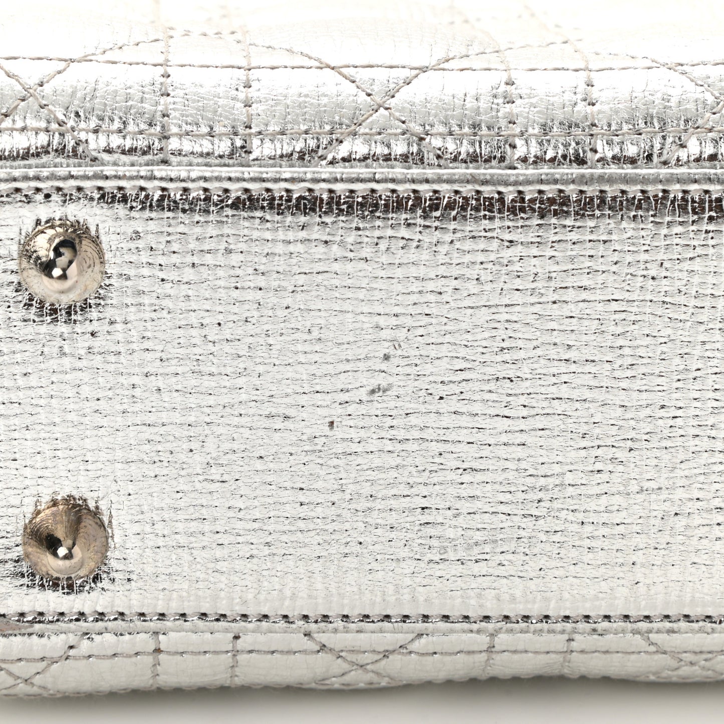 Metallic Grained Calfskin Cannage Small Lucky Badges My Lady Dior Silver