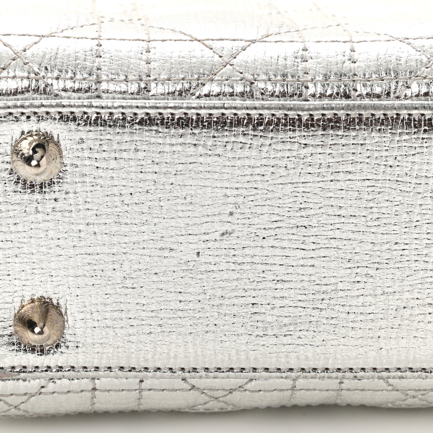 Christian Dior Metallic Grained Calfskin Cannage Small Lucky Badges My Lady Dior Silver 10 of 13