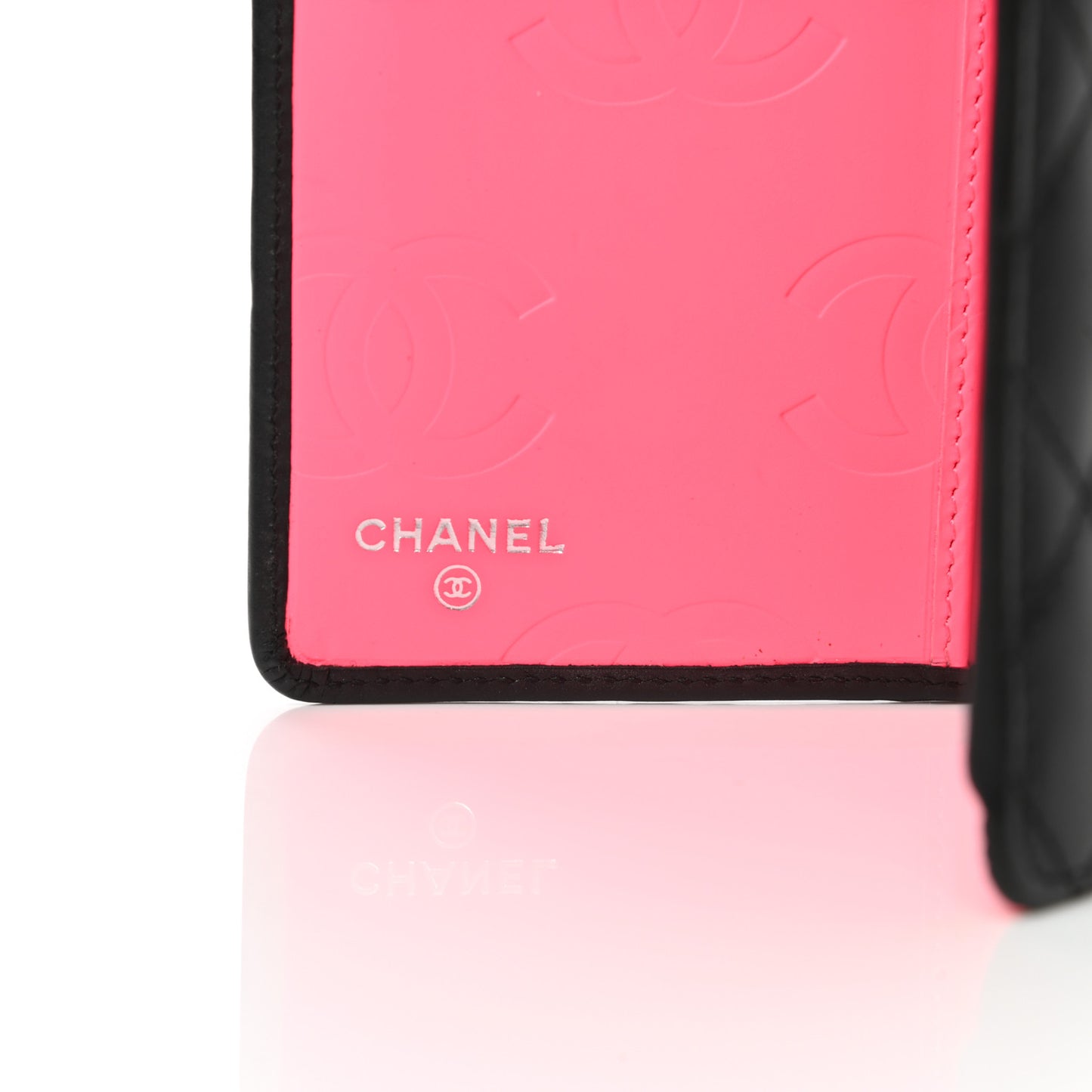 Calfskin Quilted Cambon Yen Wallet Black