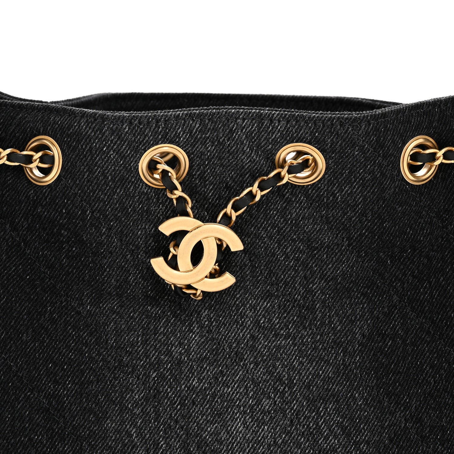 Chanel Washed Denim Quilted Mini Chanel 25 Handbag Black 8 of 10