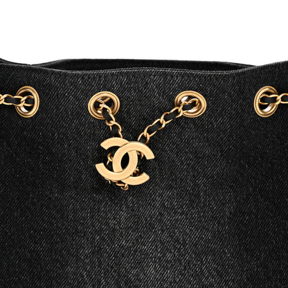 Chanel Washed Denim Quilted Mini Chanel 25 Handbag Black 8 of 10