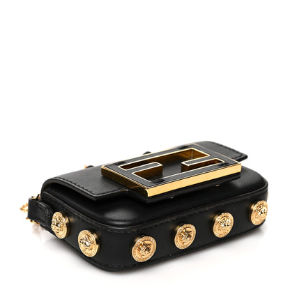 Fendi X VERSACE Vitello Seta Fendace Studded Nano Brooch Baguette Black 4 of 7