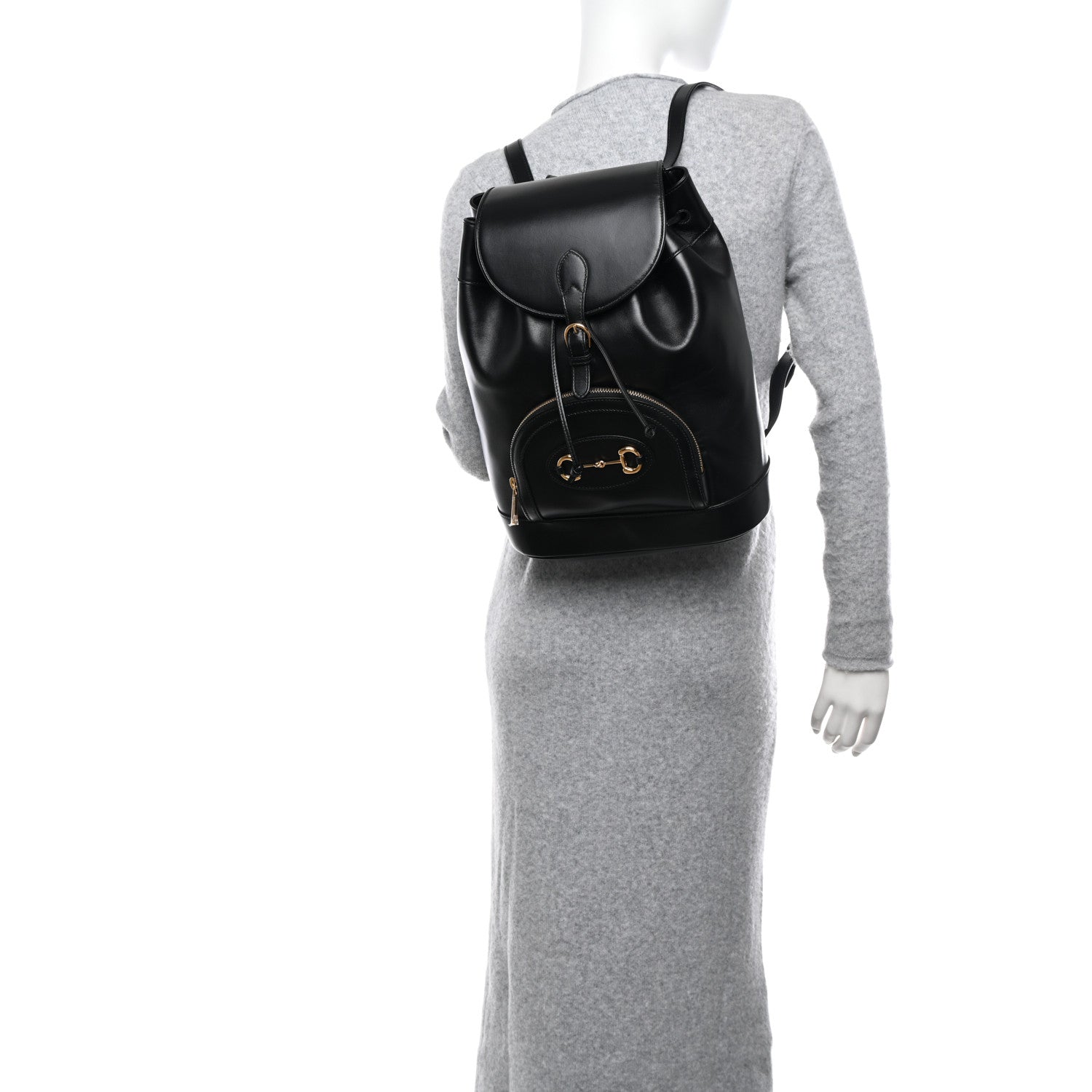Gucci Boarded Plutone Calfskin Horsebit 1955 Single Buckle Backpack Black 2 of 11