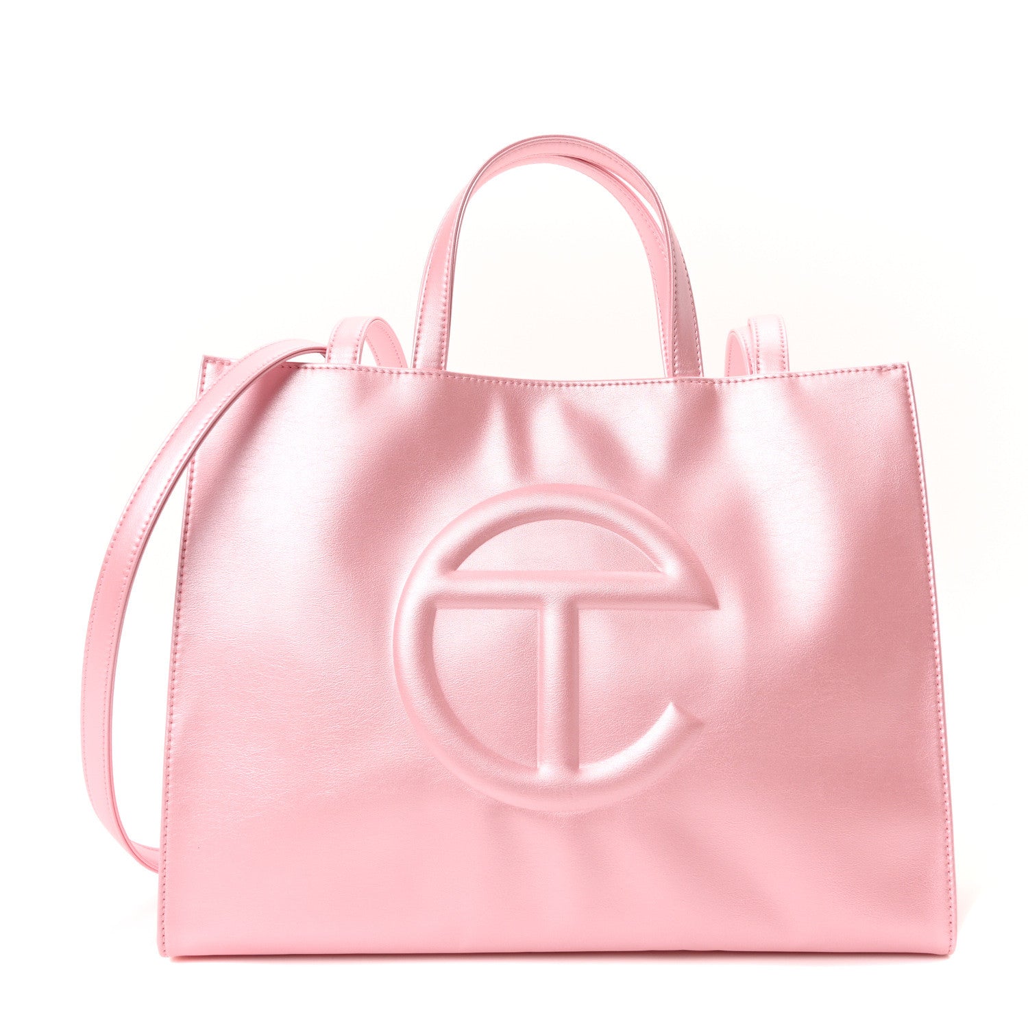 Telfar Metallic Vegan Leather Medium Shopping Bag Ballerina 1 of 10