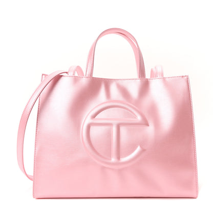 Telfar Metallic Vegan Leather Medium Shopping Bag Ballerina 1 of 10