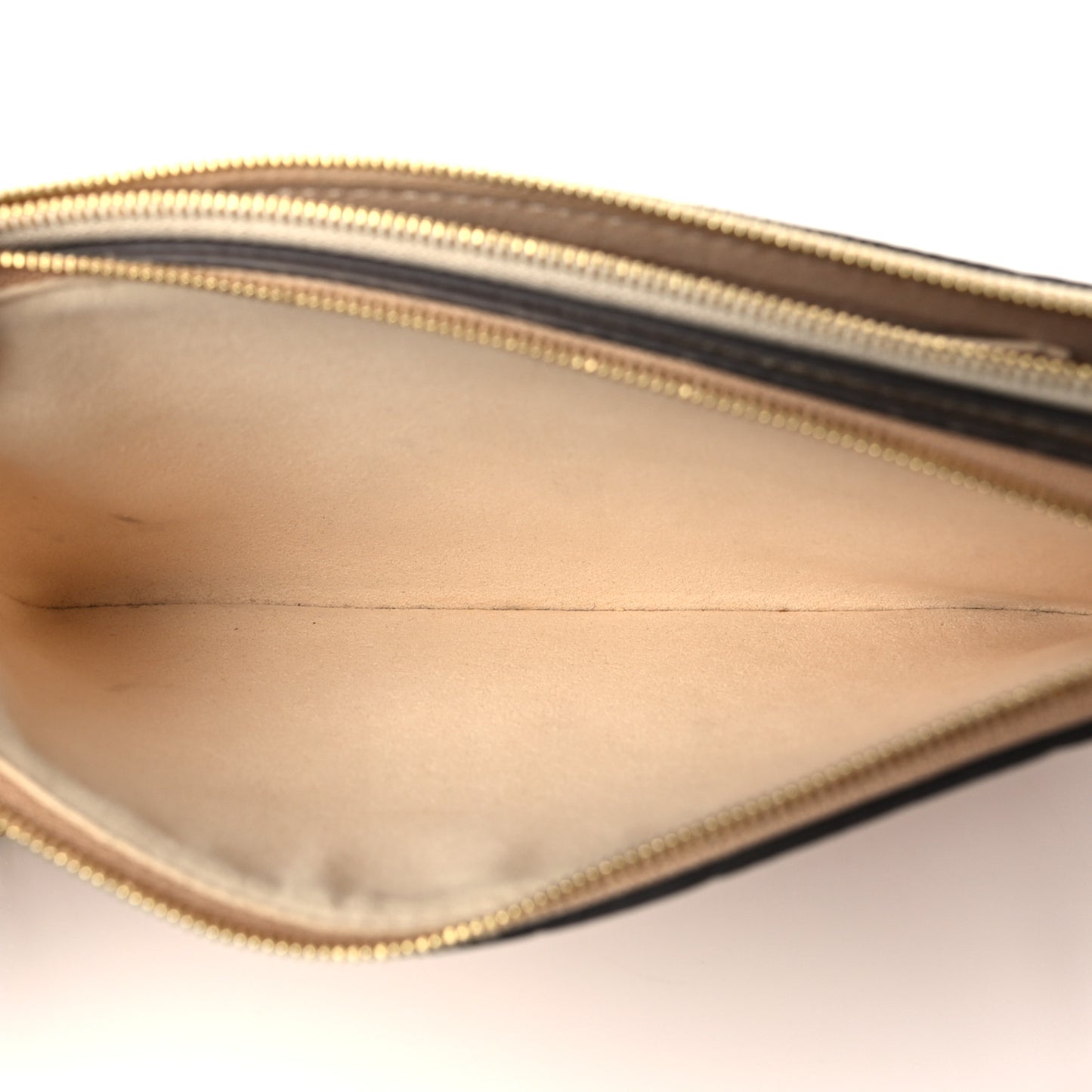 Empreinte Double Zip Pochette Beige Rose Creme