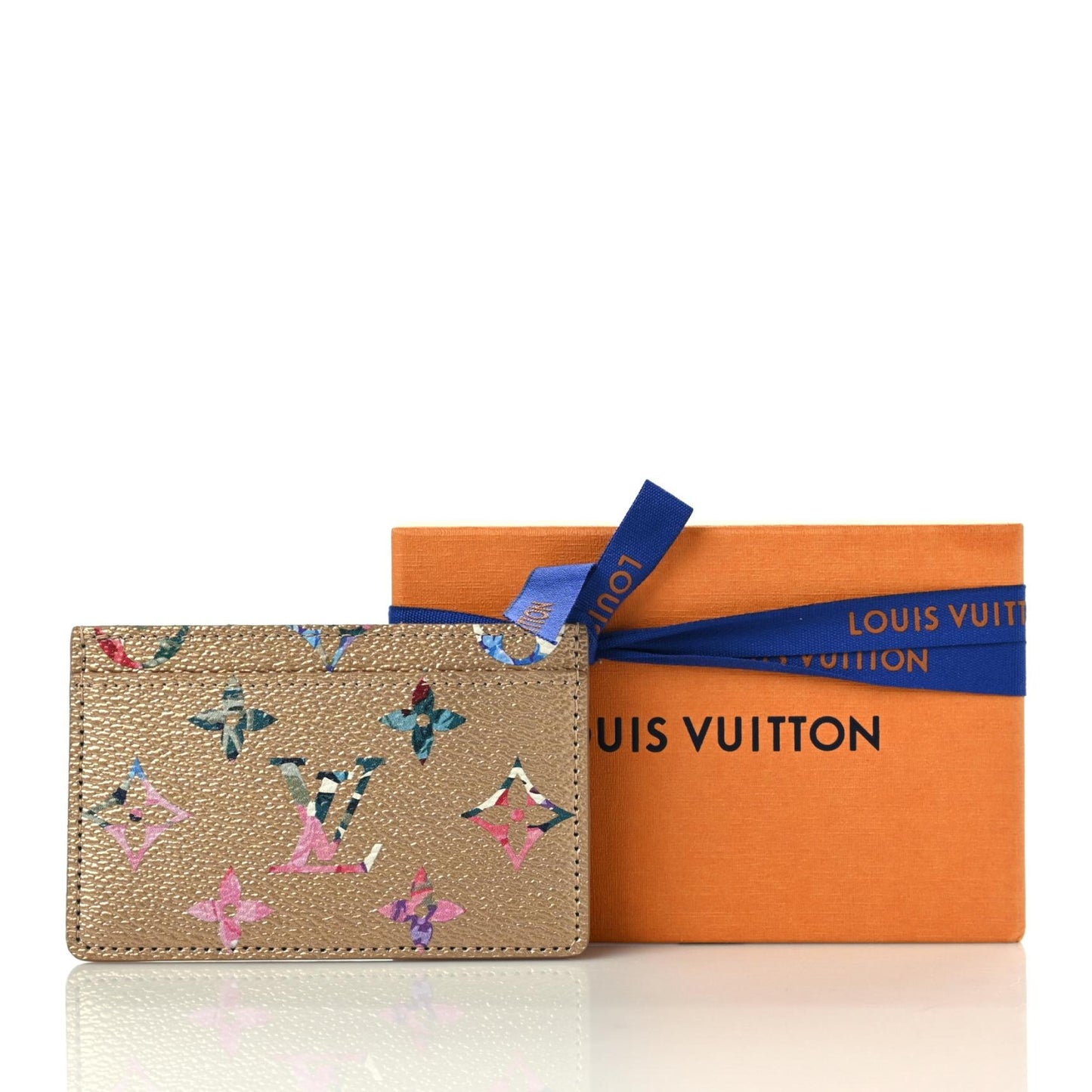 Metallic Monogram LV Garden Card Holder Gold