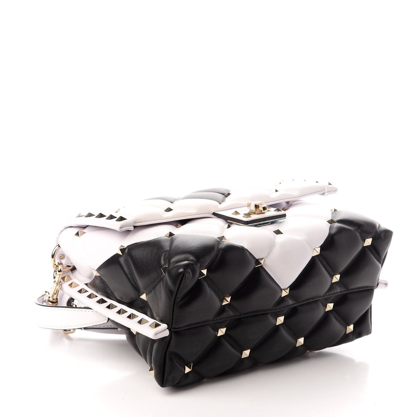 Nappa Medium Candystud Top Handle Bag White Black