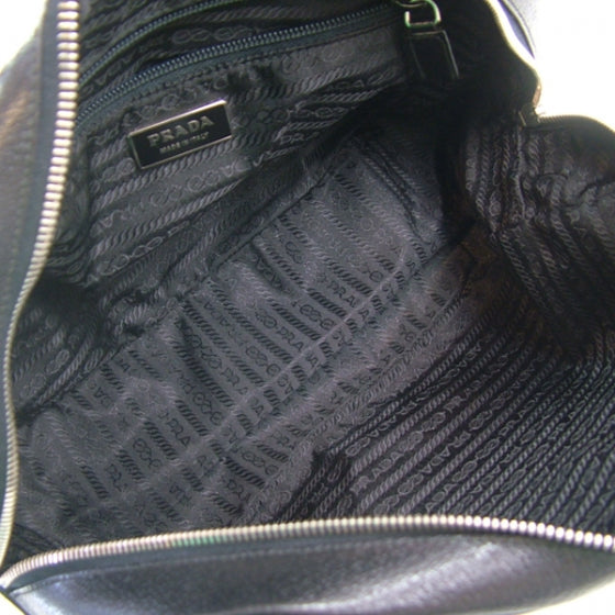 Leather Bowler Tote Black