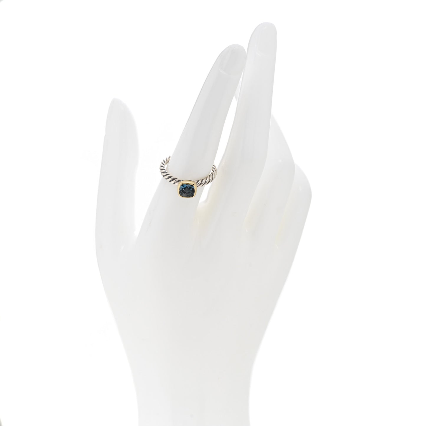 Sterling Silver 18K Yellow Gold Blue Topaz Cushion Ring 54 7