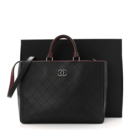 Chanel Bullskin Stitched Bi-Color Large Shopping Black 11 of 11