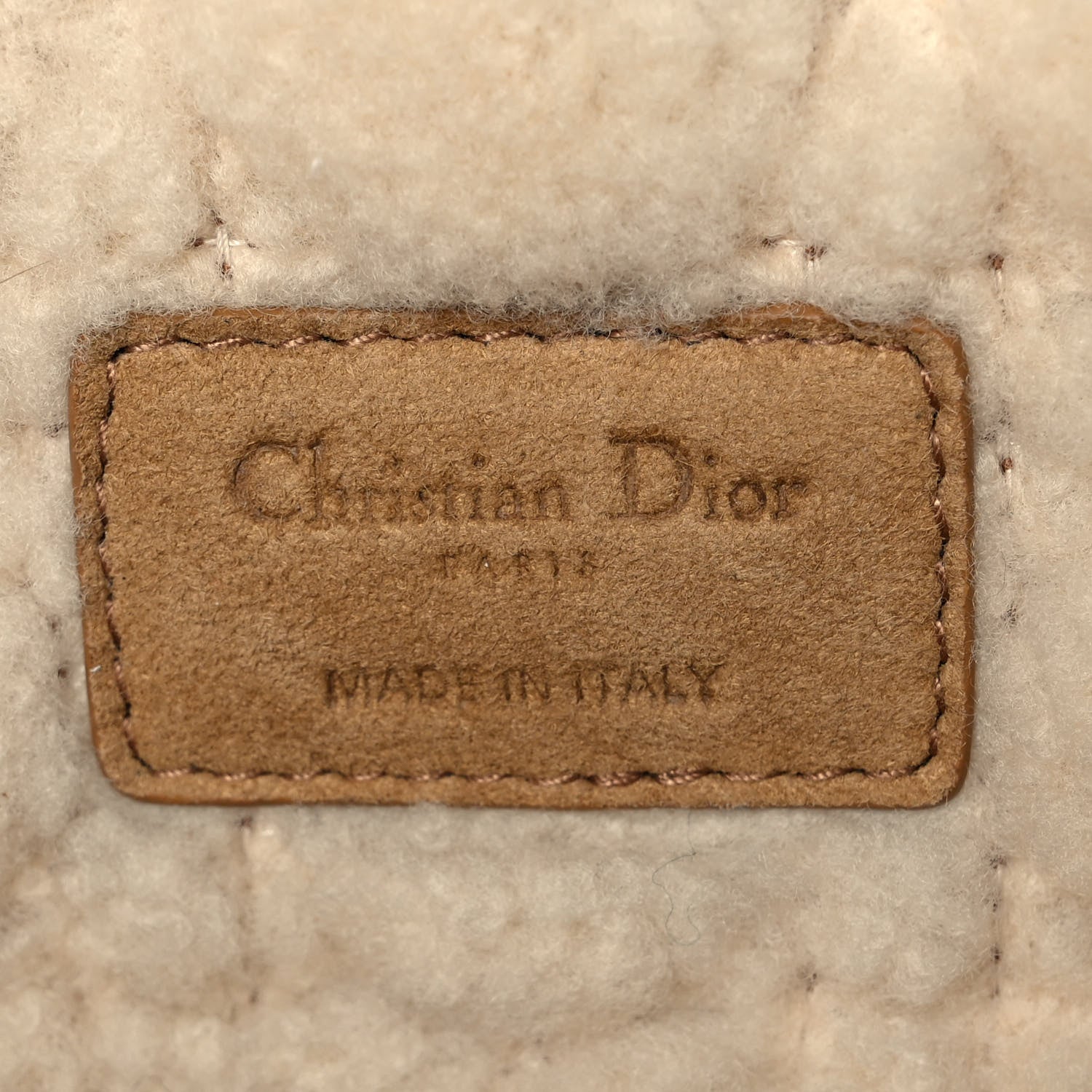 Christian Dior Shearling Cannage Large Caro Bag Camel 5 of 9