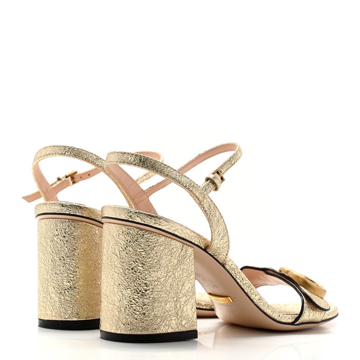 Galassia GG Marmont Ankle Wrap 75mm Sandals 36.5 Platino