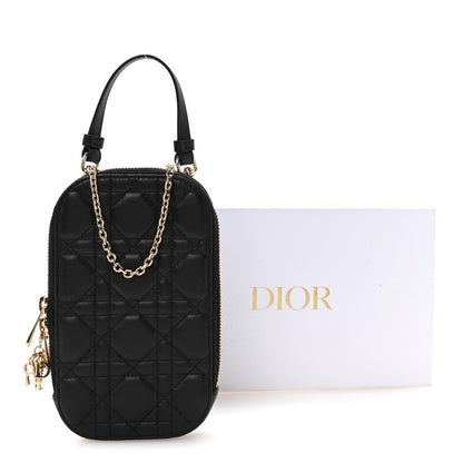 Christian Dior Lambskin Cannage Lady Dior Phone Holder Black 11 of 11