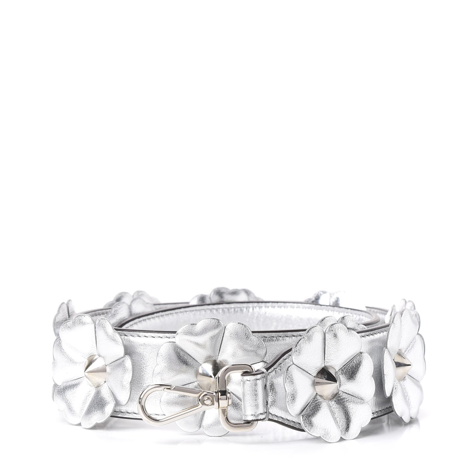 Fendi Vitello Catalan Mirror Flowerland Studded Strap You Silver 1 of 4