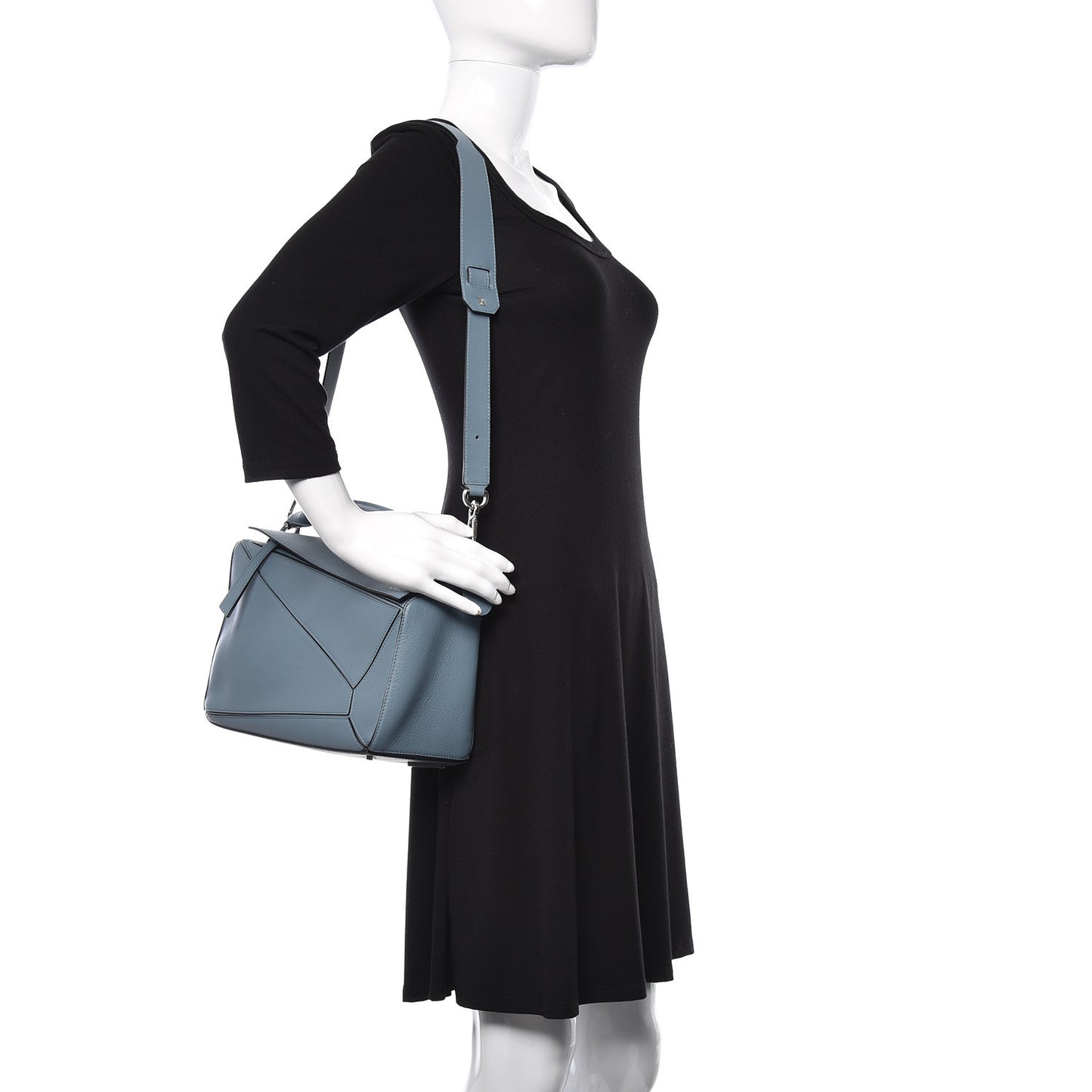 Calfskin Medium Puzzle Bag Stone Blue