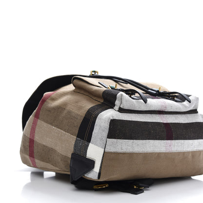 Burberry Canvas Mega Check Brookdale Backpack Black 5 of 8