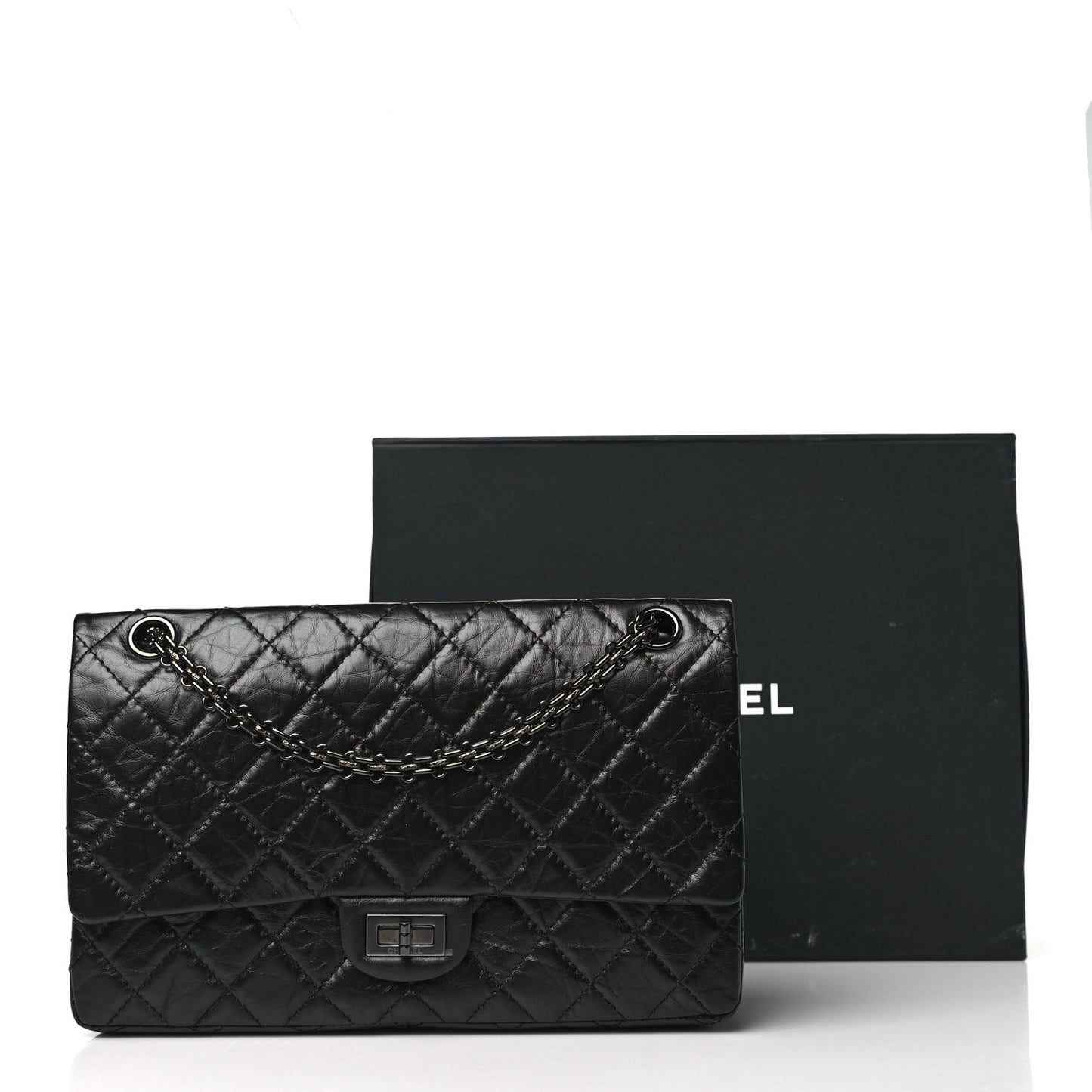 Aged Calfskin Quilted 2.55 Reissue 226 Flap So Black