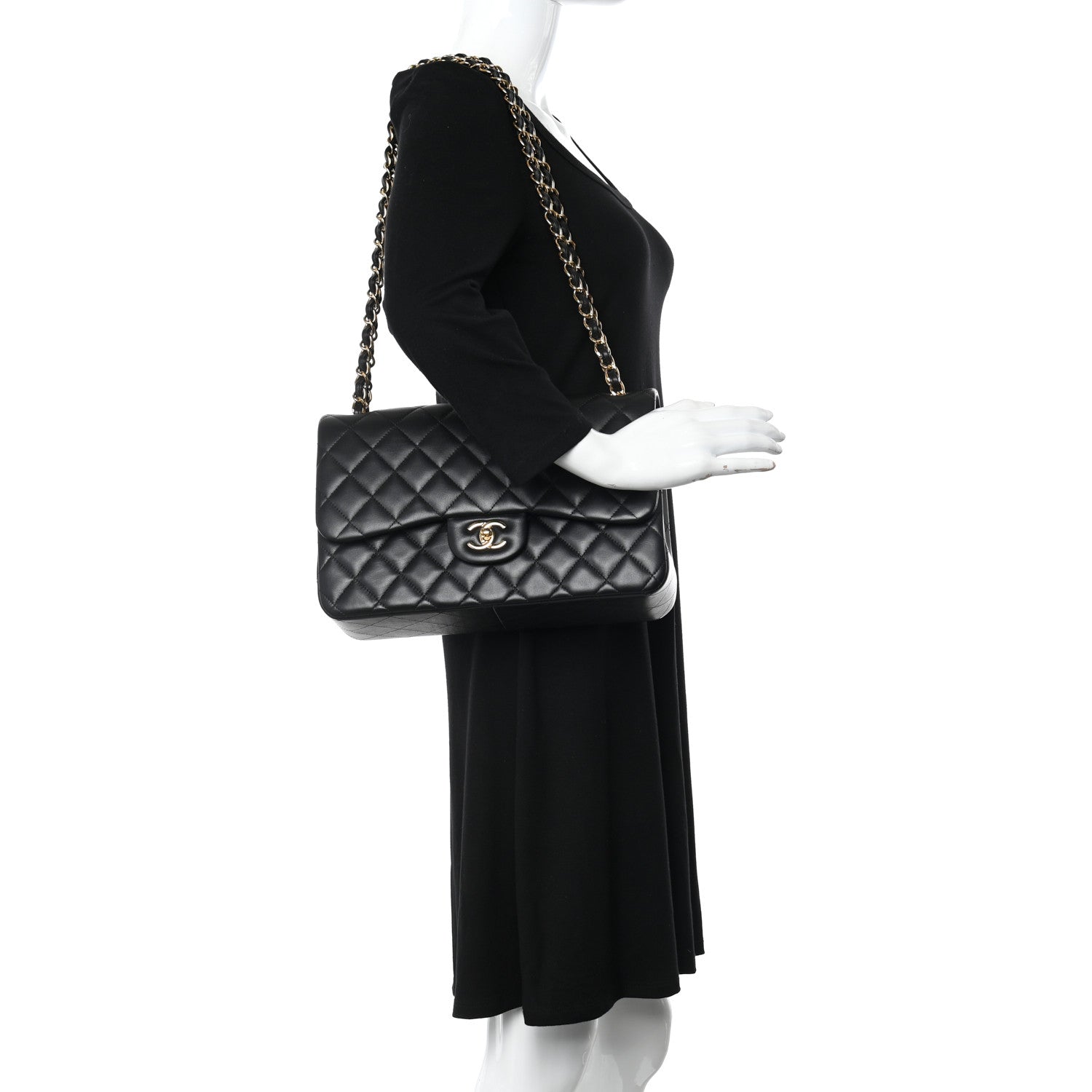Chanel Lambskin Quilted Jumbo Double Flap Black 2 of 11