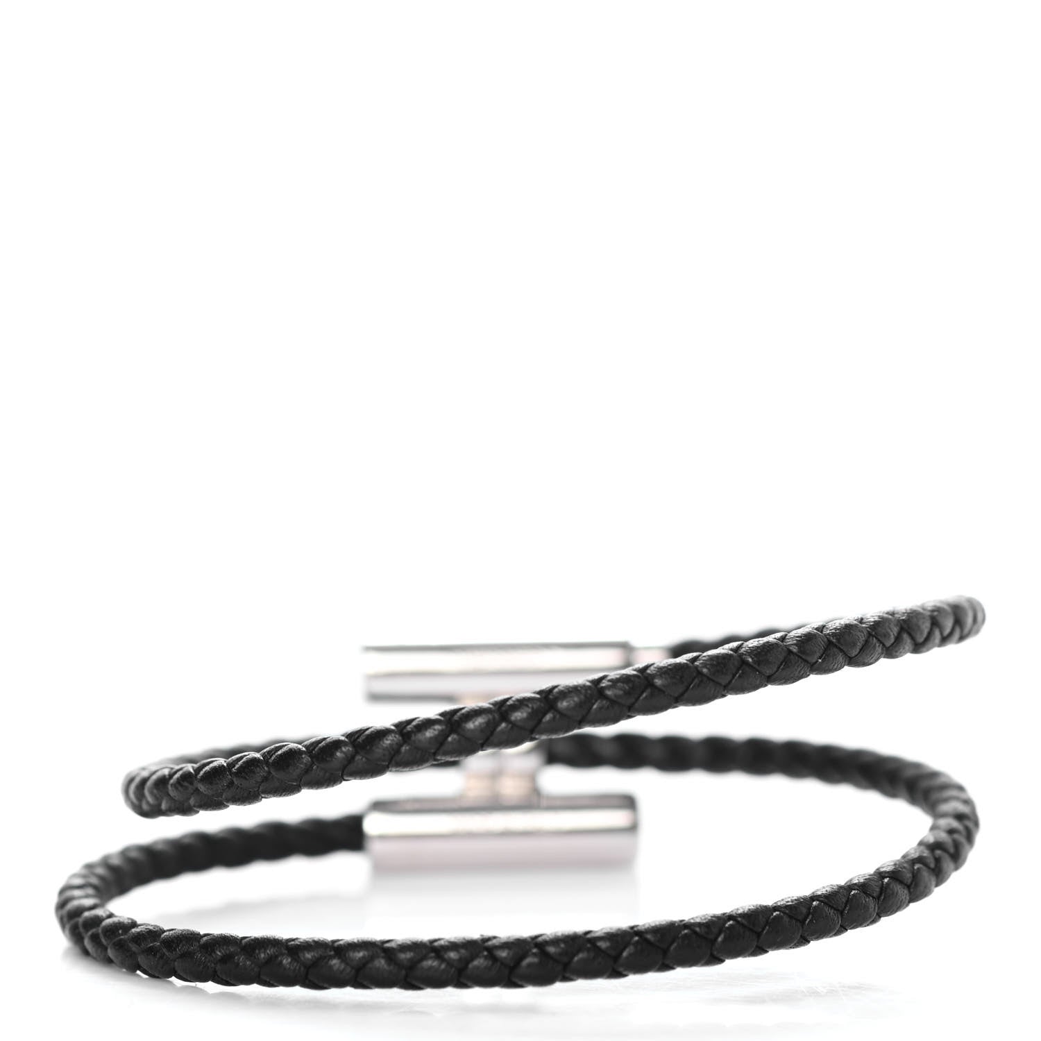 Hermes Swift Double Wrap Cord Tournis Tresse Bracelet Black 3 of 4
