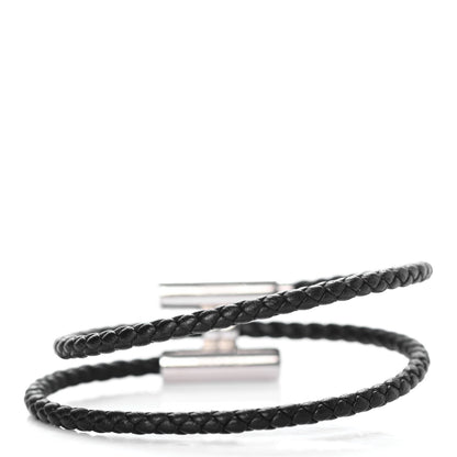 Hermes Swift Double Wrap Cord Tournis Tresse Bracelet Black 3 of 4
