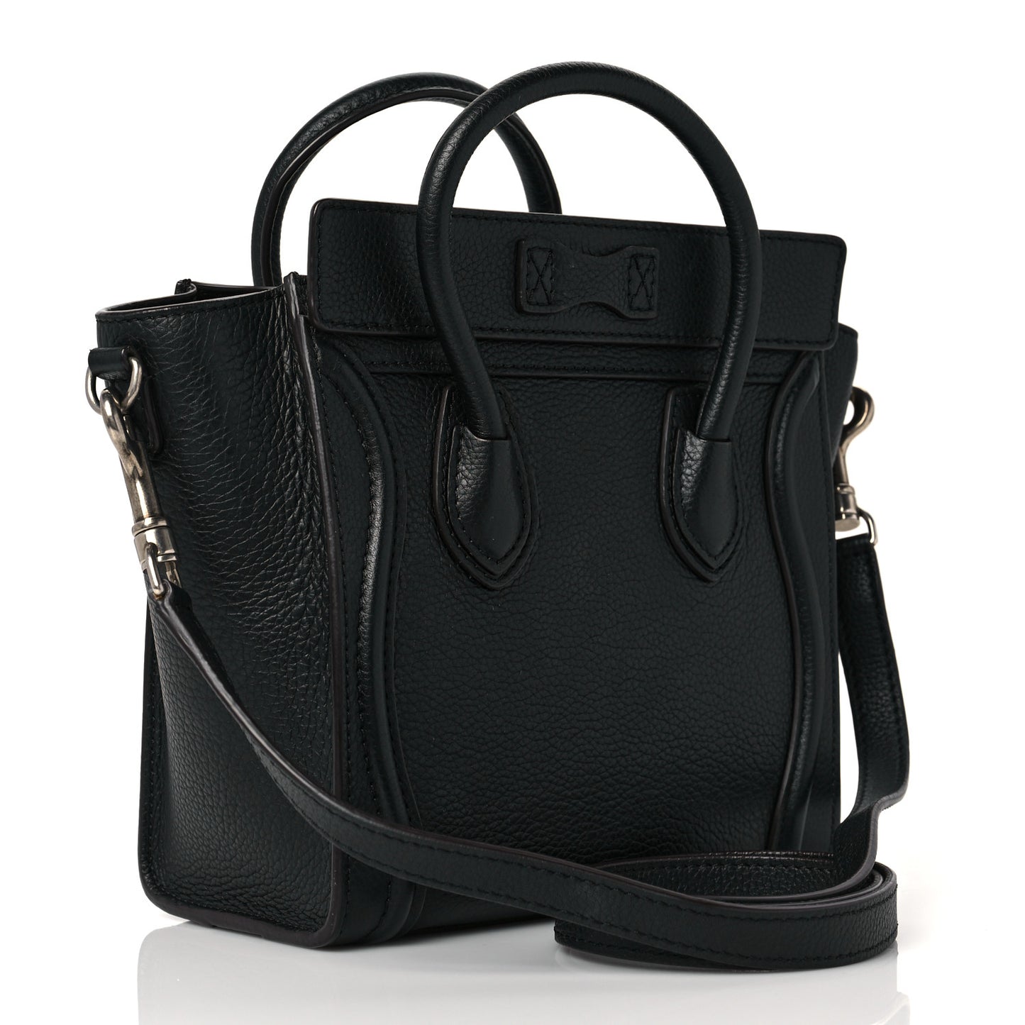 Drummed Calfskin Nano Luggage Black