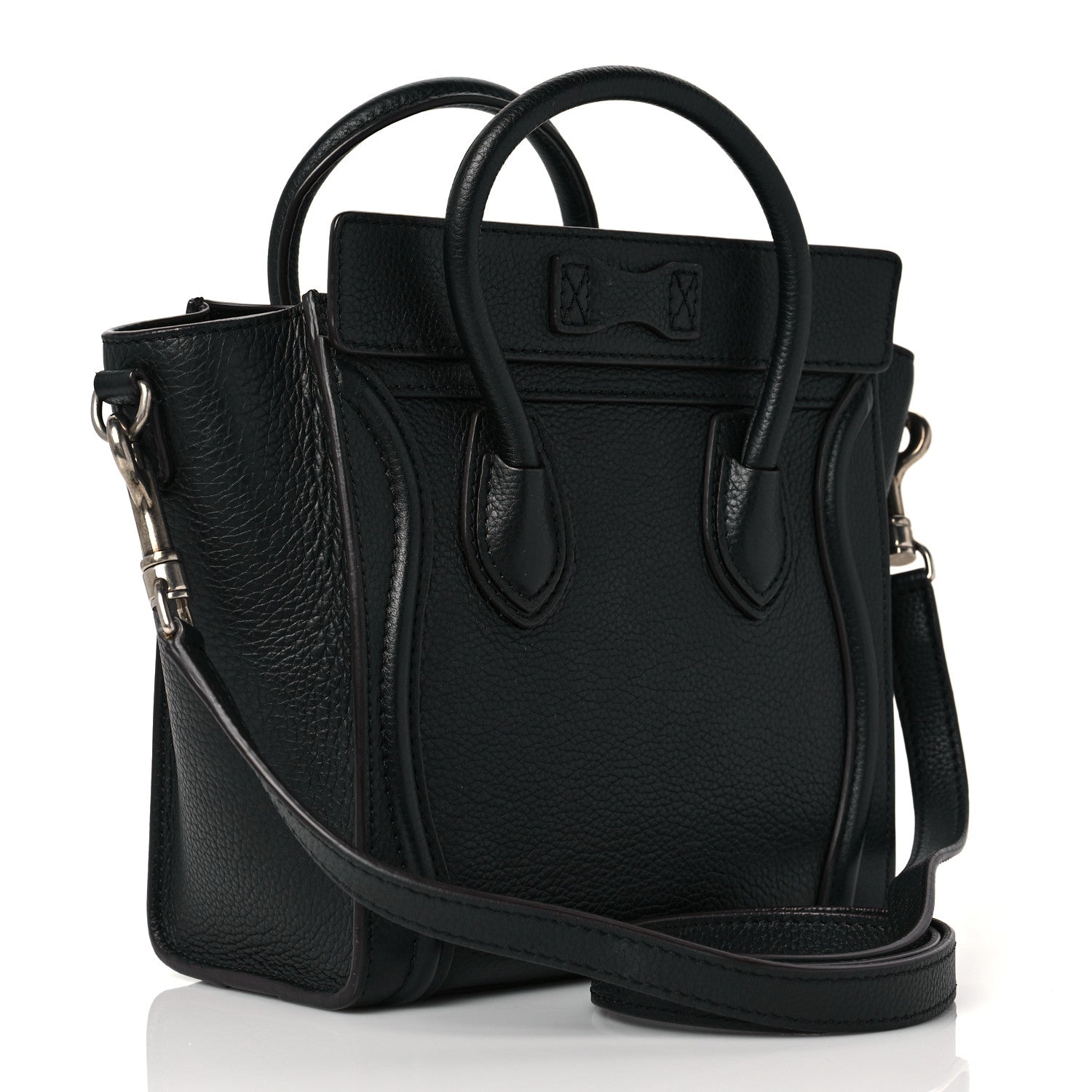 Celine Drummed Calfskin Nano Luggage Black 3 of 8
