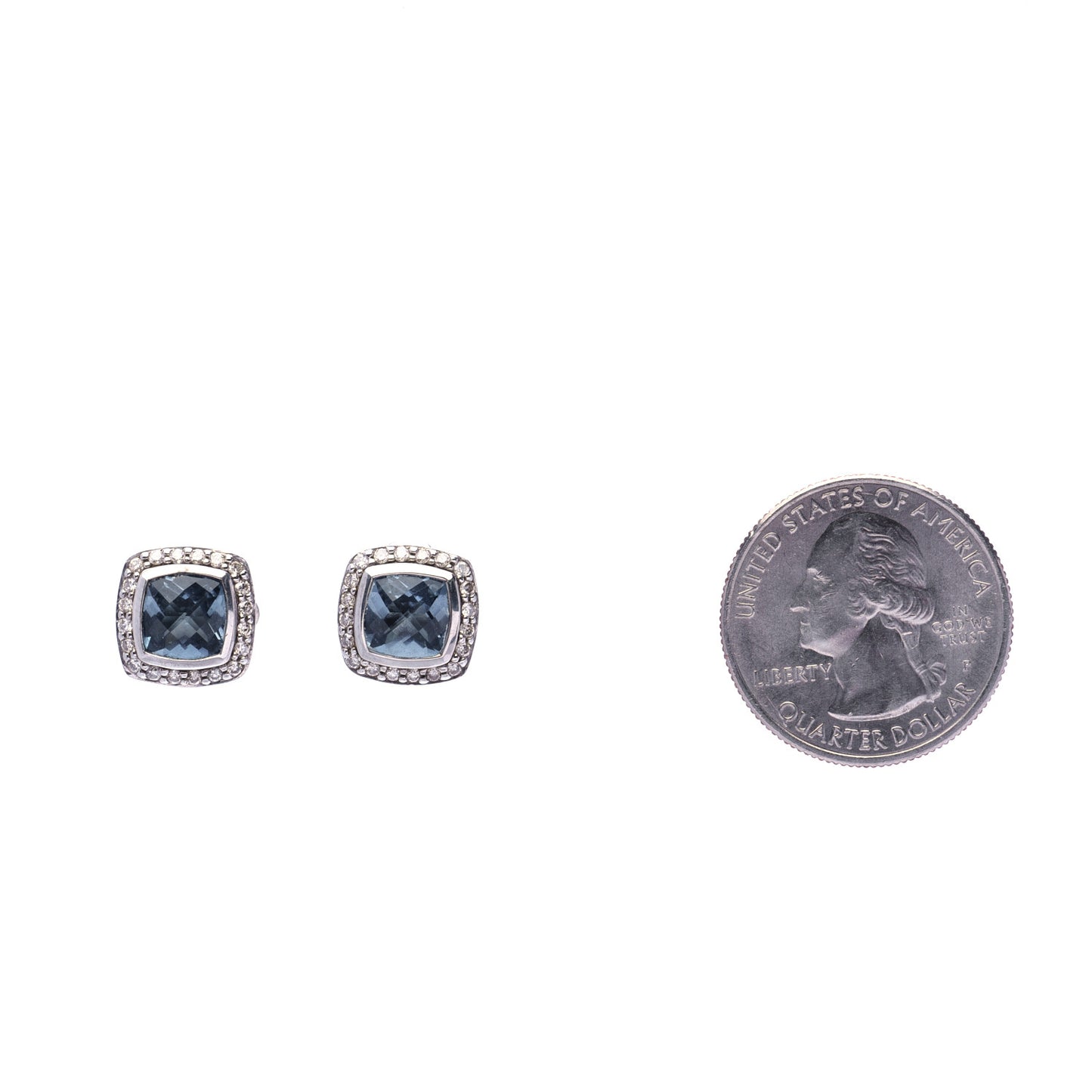 Sterling Silver Diamond Blue Topaz 7mm Petite Albion Earrings