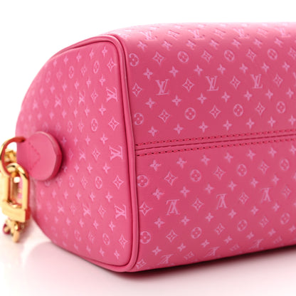 Louis Vuitton Calfskin Nanogram Embossed Speedy Bandouliere 20 Rose 8 of 10