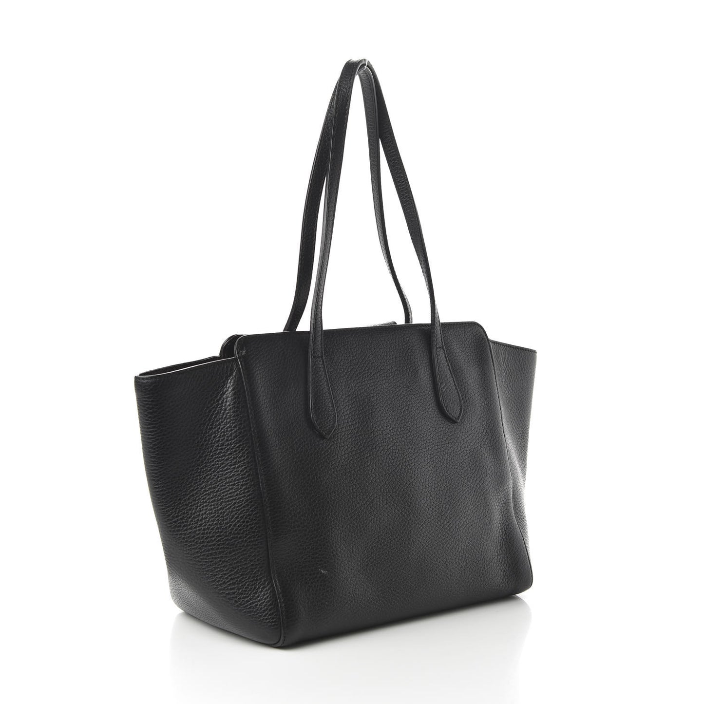 Pebbled Calfskin Small Swing Tote Black