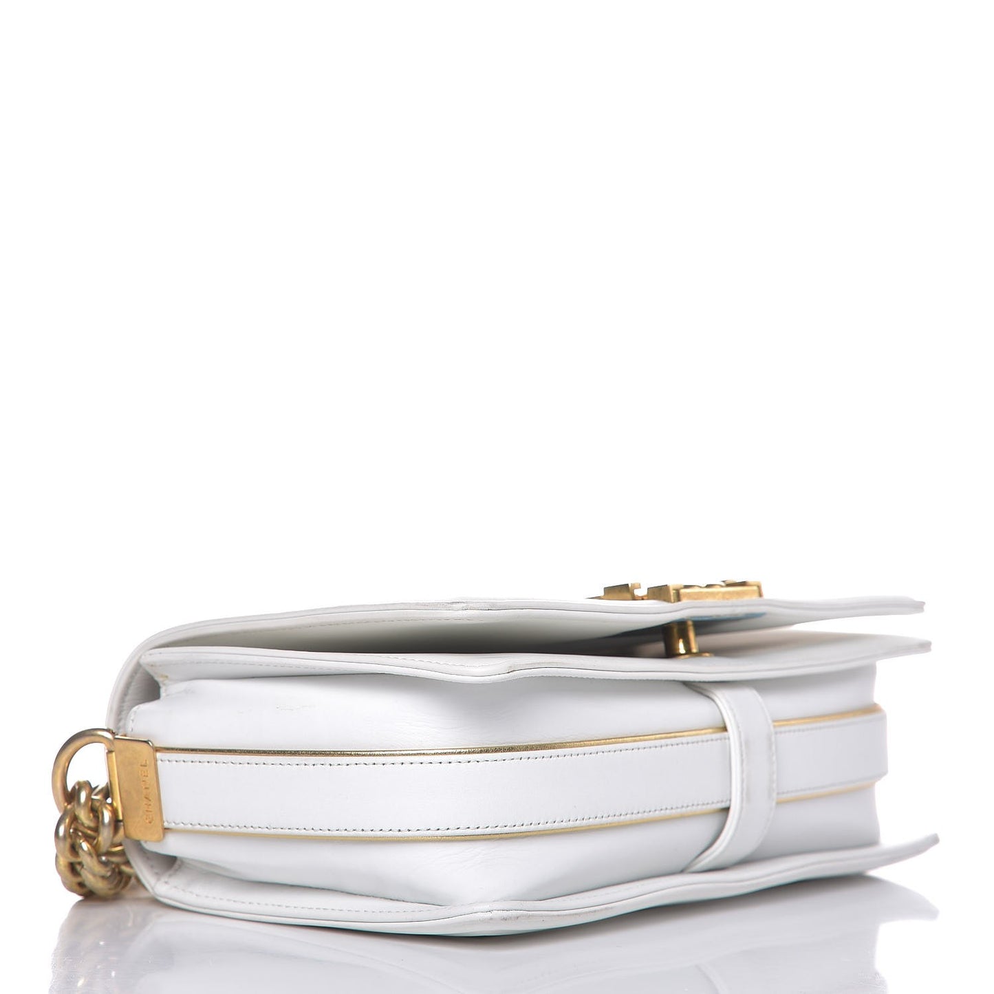 Sheepskin Braided Medium Boy Reverso Flap White