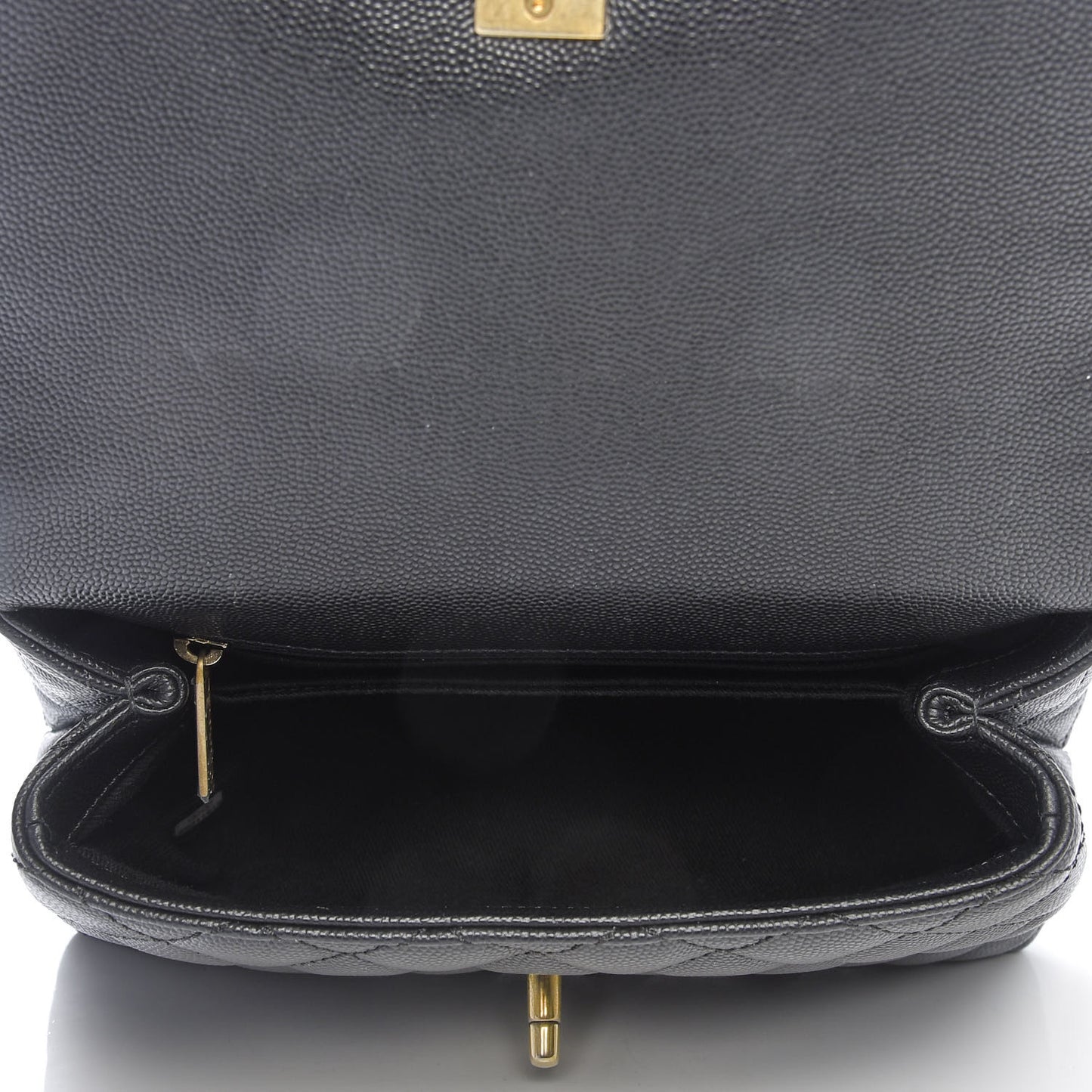 Caviar Lizard Embossed Quilted Mini Coco Handle Flap Black