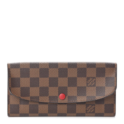 Louis Vuitton Damier Ebene Emilie Wallet Red 1 of 8