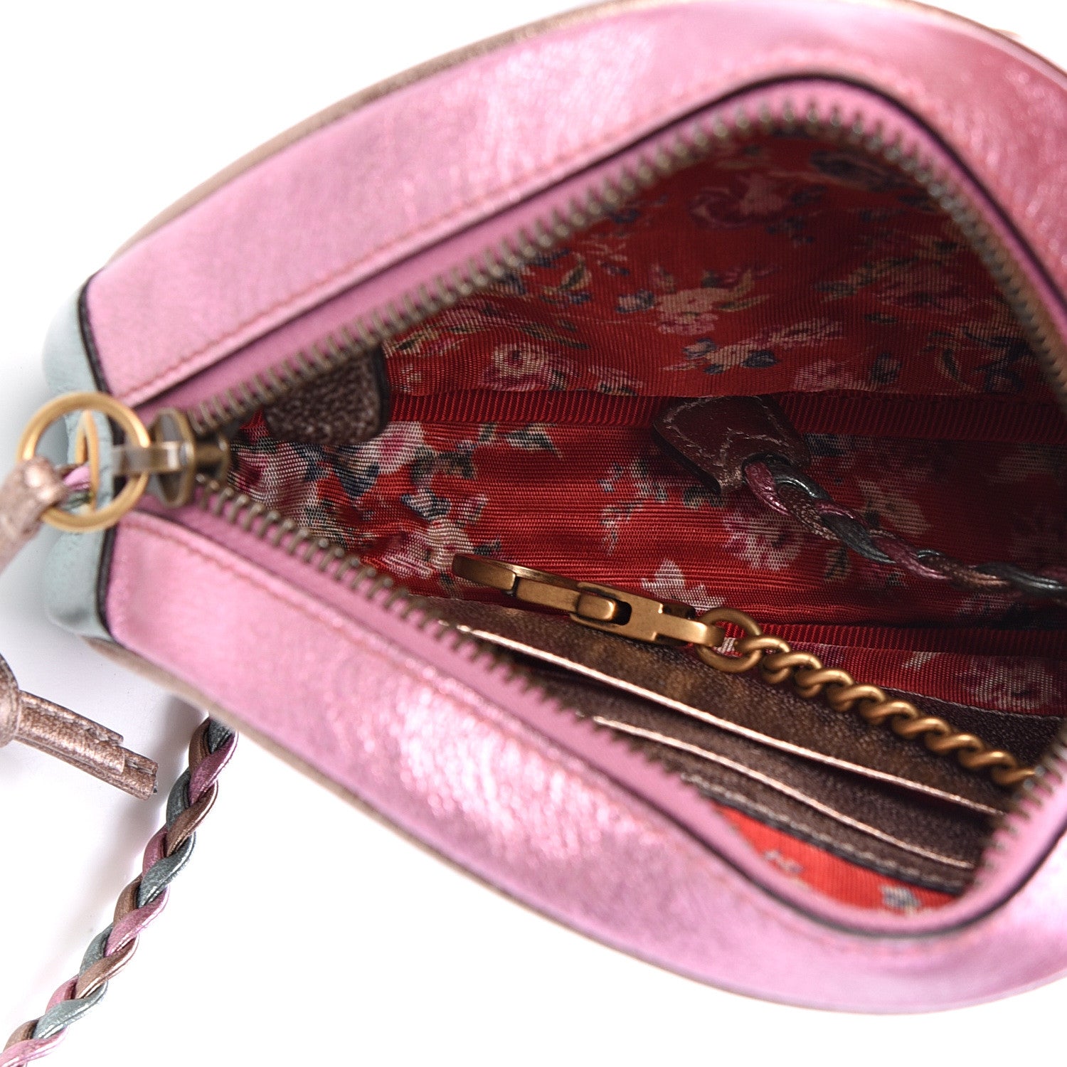 Gucci Laminated Nappa Trapuntata Mini Zumi Dome Shoulder Bag Rosa Lago Rame 4 of 10