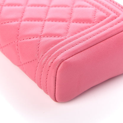 Chanel Lambskin Quilted Mini Boy Phone Holder Clutch Pink 11 of 12