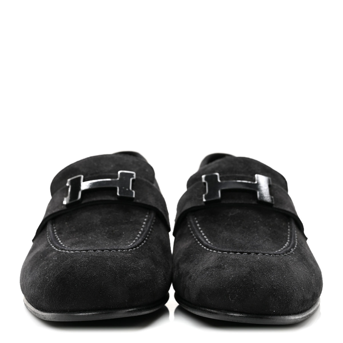 Hermes Suede Goatskin Paris Loafers 36 Black 3 of 10