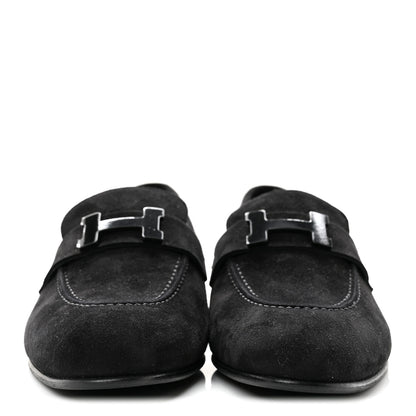 Hermes Suede Goatskin Paris Loafers 36 Black 3 of 10