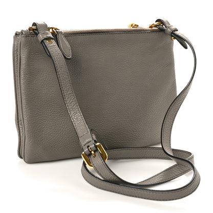 Prada Vitello Phenix Double Zip Crossbody Bag Argilla 2 of 12
