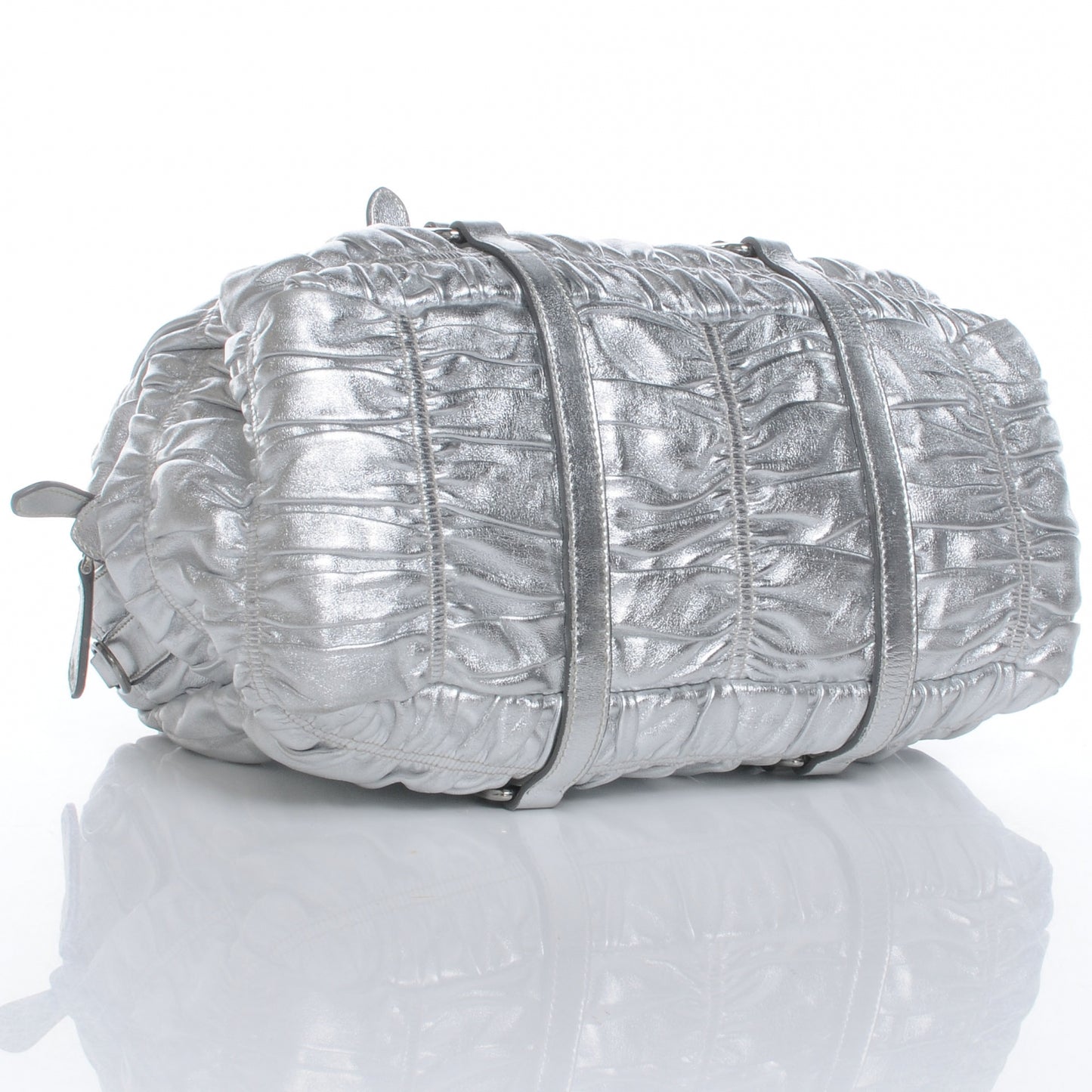 Nappa Gaufre Dome Satchel Silver
