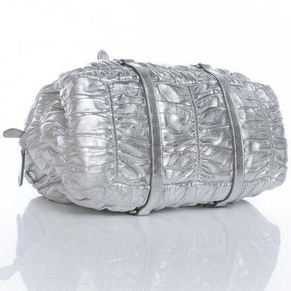 Prada Nappa Gaufre Dome Satchel Silver 4 of 8