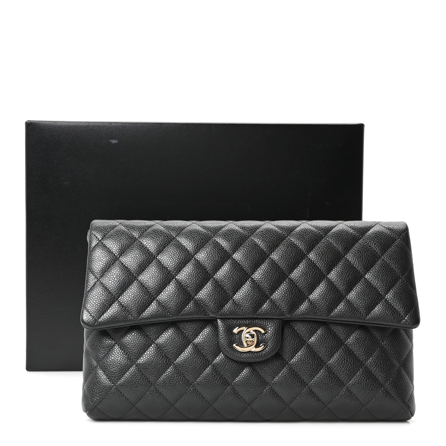 Chanel Caviar Quilted Flap Clutch Dark Grey 11 of 11