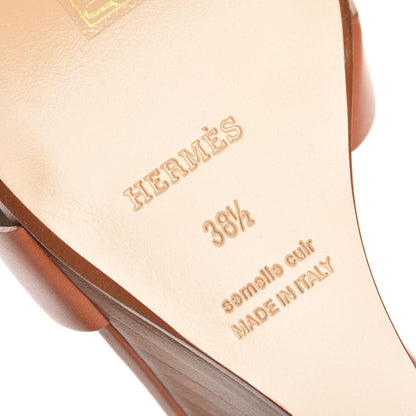 Hermes Calfskin Legend Wedge Sandals 38.5 Gold 6 of 10
