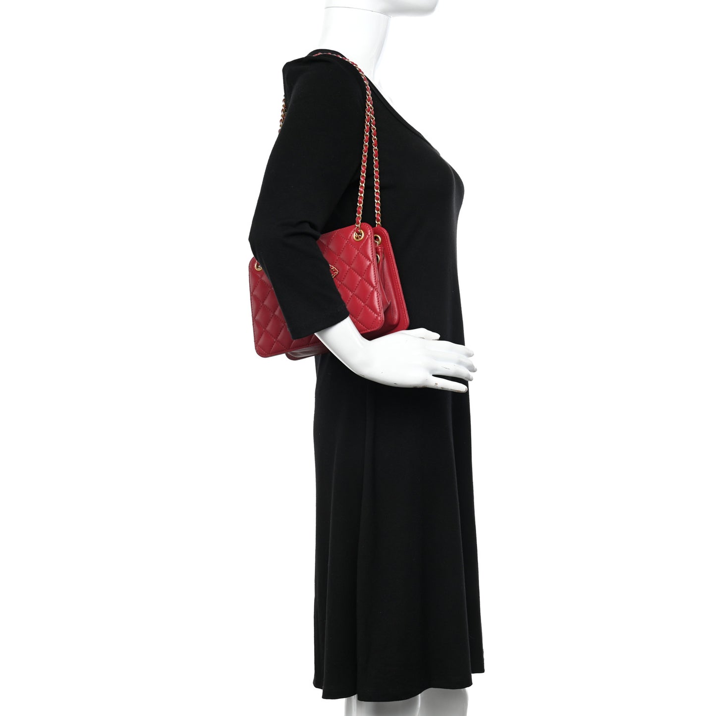 Calfskin Quilted CC Small Once Upon A Time Tote Red