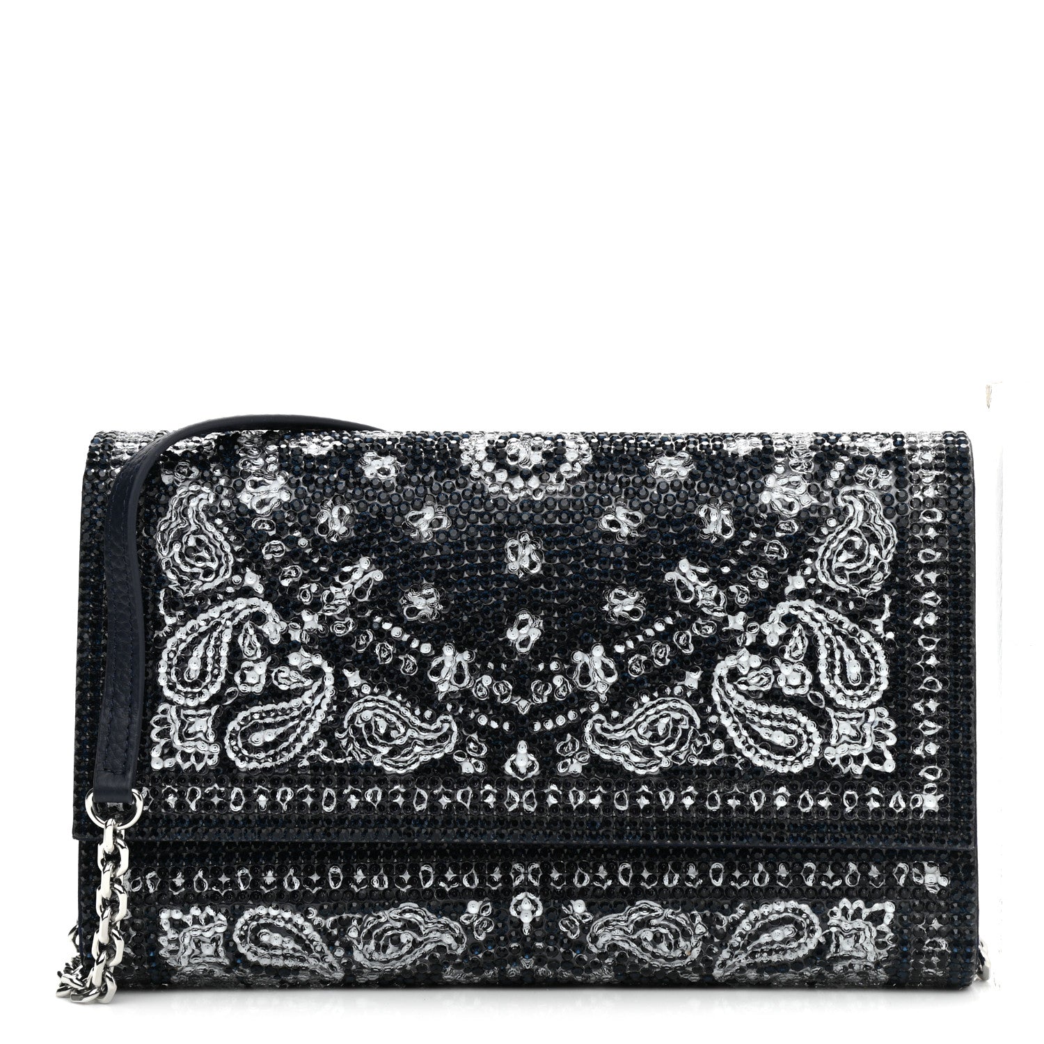 Judith Leiber Swarovski Crystal Bandana Clutch Blue White 1 of 7