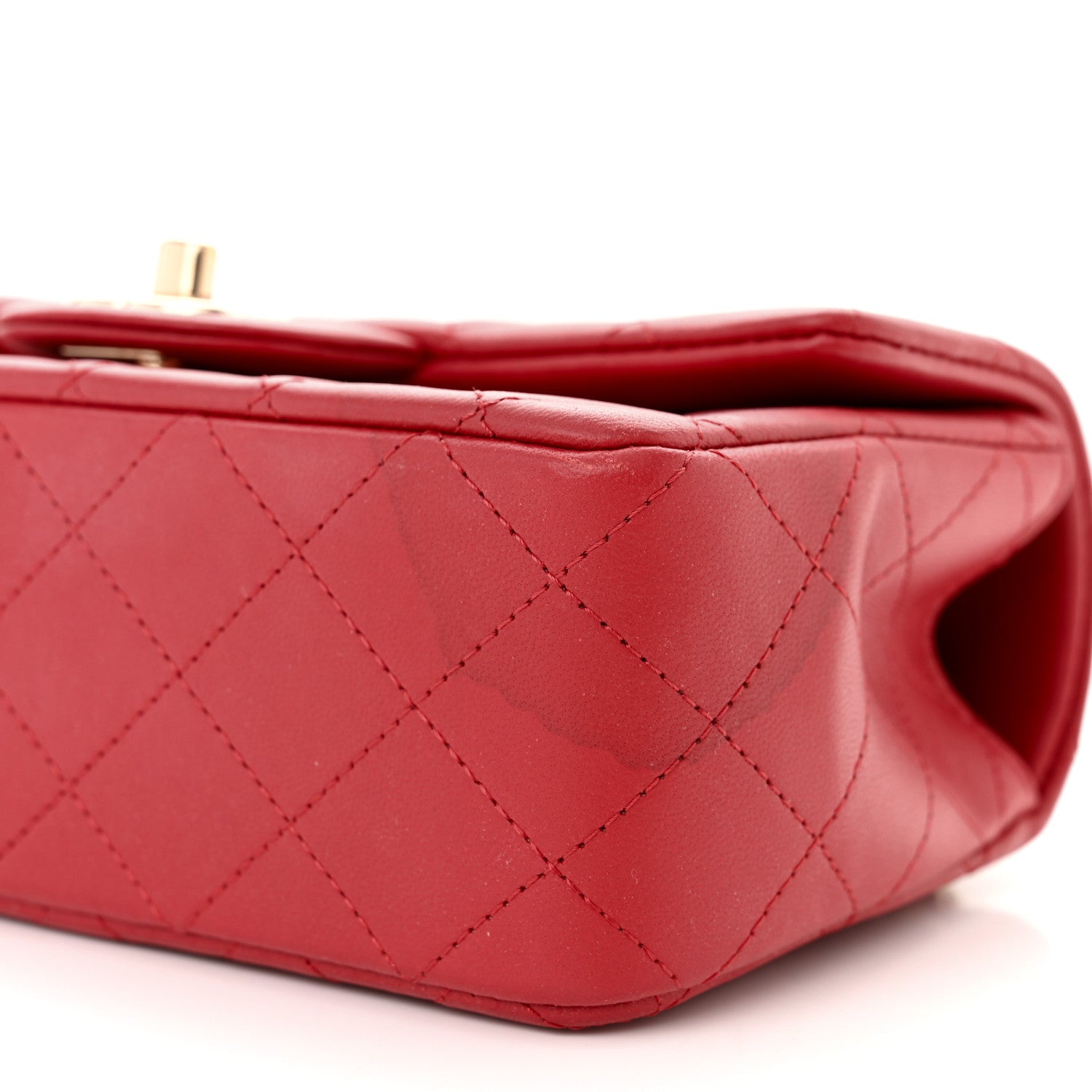 Chanel Lambskin Quilted Mini Top Handle Rectangular Flap Red 10 of 12