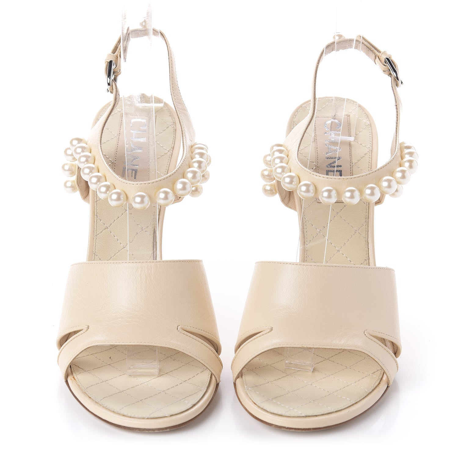 Chanel Lambskin Pearl Sandals 40 Beige Clair 2 of 9