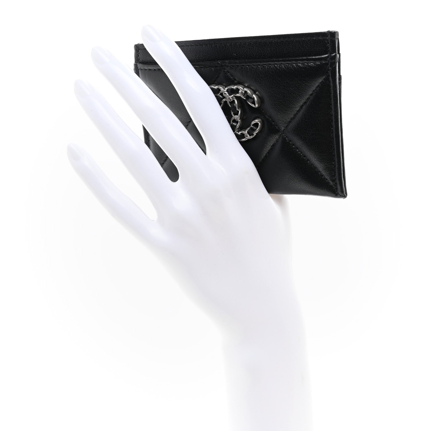 Chanel Lambskin Quilted Chanel 19 Card Holder Black 2 of 8