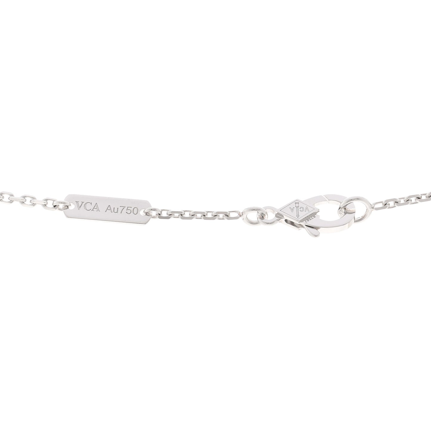 18K White Rose Gold Diamond Guilloche Vintage Alhambra Pendant Necklace