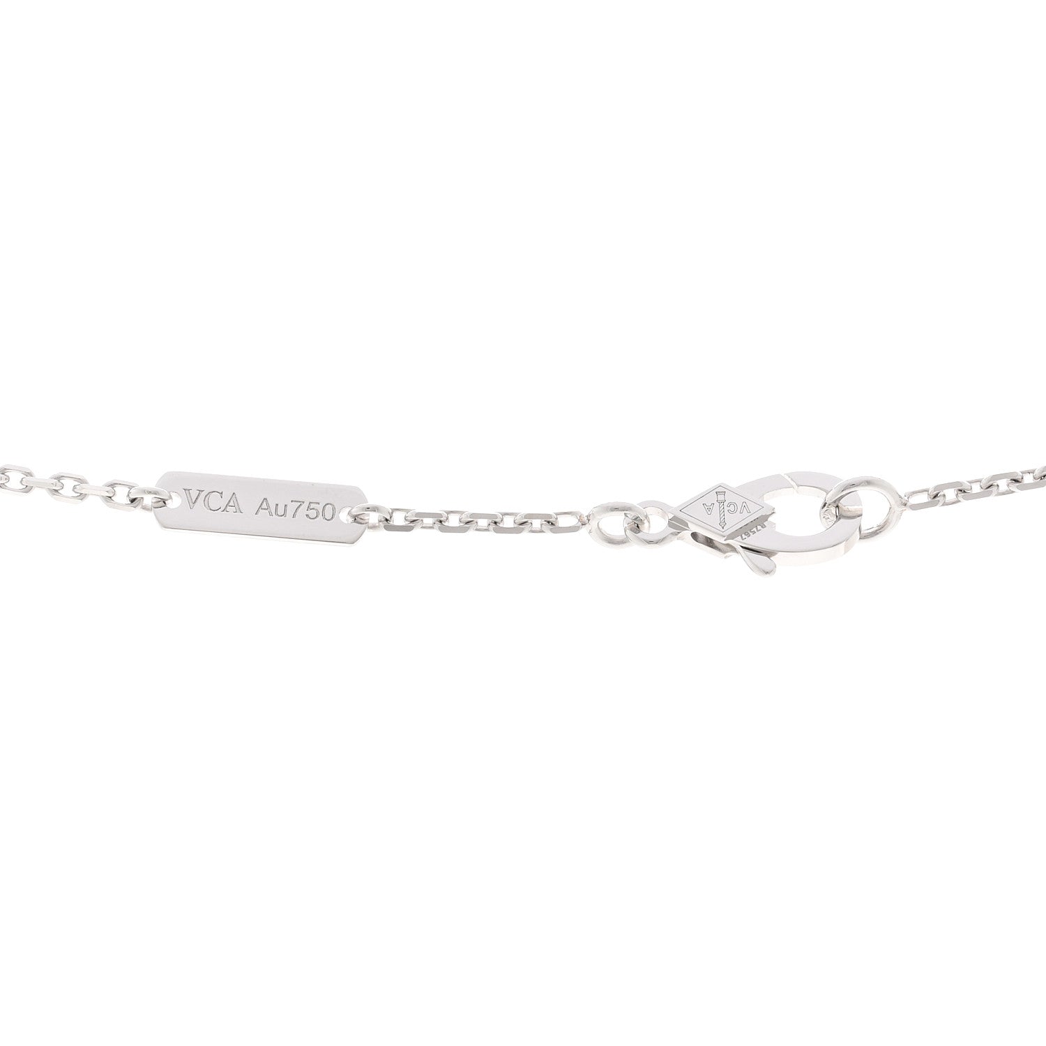 Van Cleef & Arpels 18K White Rose Gold Diamond Guilloche Vintage Alhambra Pendant Necklace 4 of 5