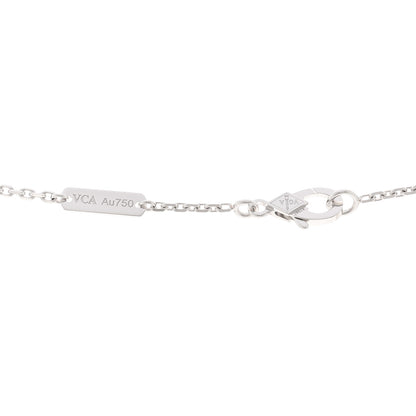 Van Cleef & Arpels 18K White Rose Gold Diamond Guilloche Vintage Alhambra Pendant Necklace 4 of 5